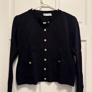 Zara Black Cardigan with Gold Buttons